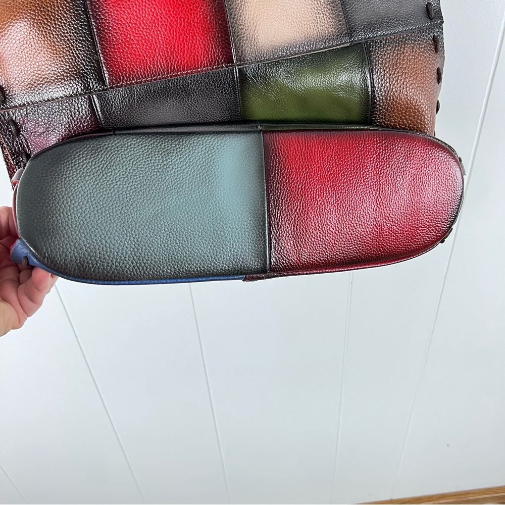 Colorblocked Patchwork Colorful Leather Handbag - Picture 12 of 14